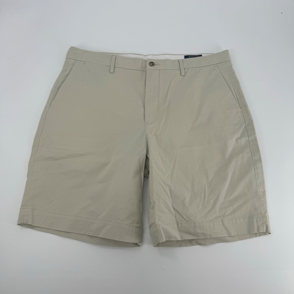 Polo Ralph Lauren Mens Classic Fit Stretch‎ Chino Shorts Beige Casual 36